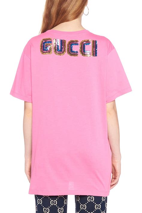 purple gucci t shirt|Gucci pink loafers.